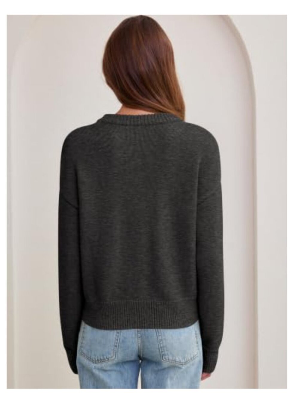 Oversized Cropped Knit Sweater Wool Blend Fuzzy Chunky Pullover - Picture 2 of 6